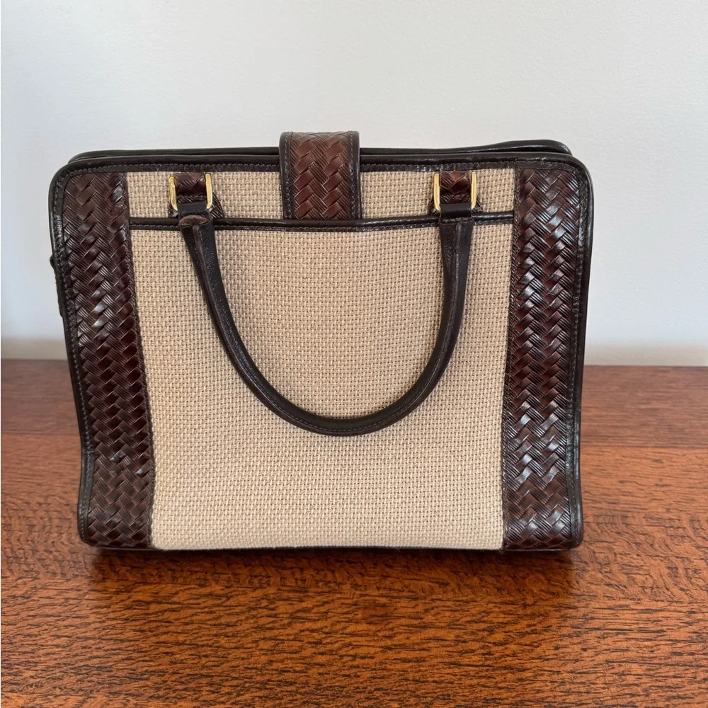 Brahmin Harbour Collection Doctor Bag Brown and Cream Vintage EUC